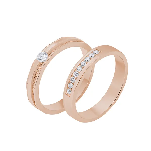 Nhẫn Đôi Morina Aurumis Luminara C4440 Màu Vàng Hồng