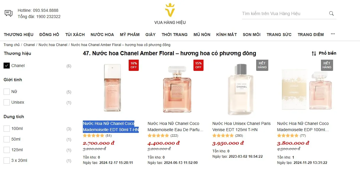 Mua Nước Hoa Chanel Amber Floral Chính Hãng Tại Vua Hàng Hiệu