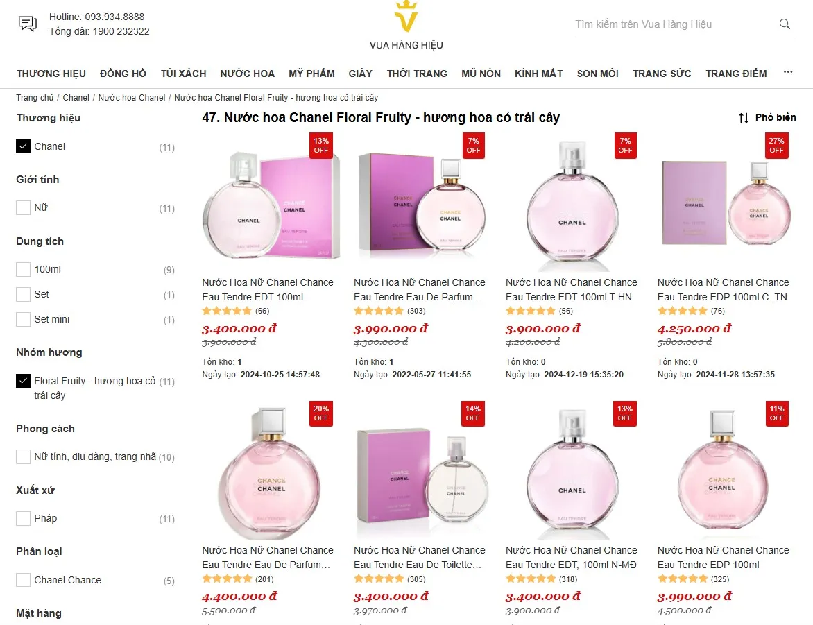 Mua nước hoa Chanel Floral Fruity chính hãng tại Vua Hàng Hiệu