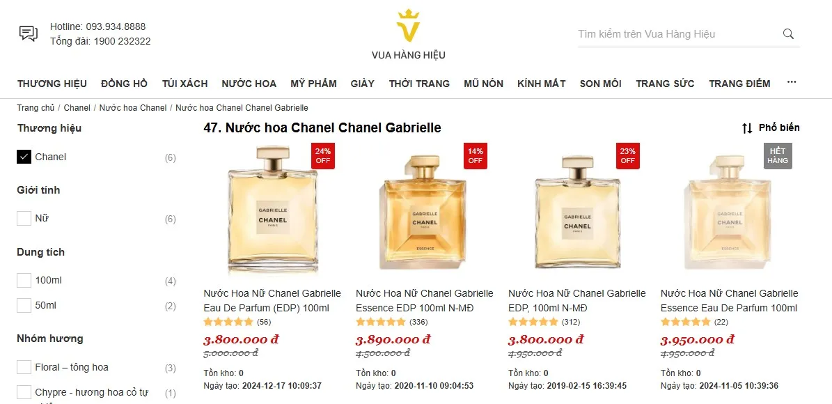 Mua Nước Hoa Chanel Gabrielle Chính Hãng Tại Vua Hàng Hiệu