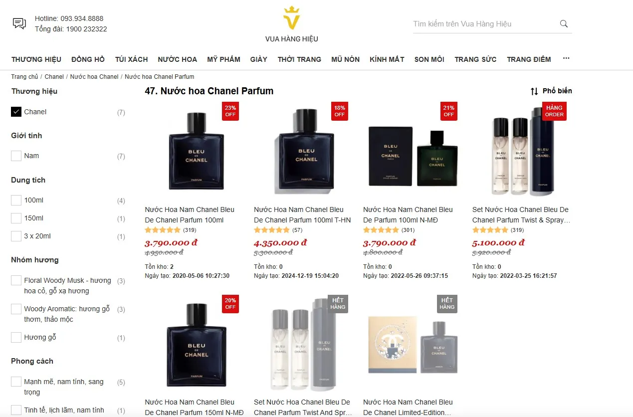 Mua nước hoa Chanel Parfum chính hãng trên Vua Hàng Hiệu