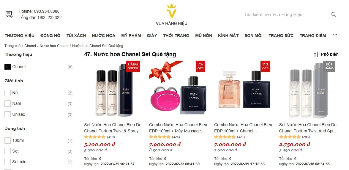 Mua quà tặng nước hoa Chanel chính hãng trên Vua Hàng Hiệu 