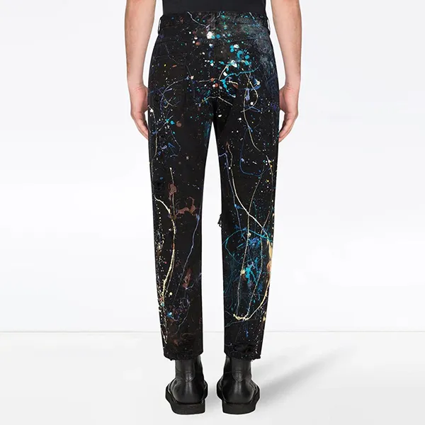 Quần Jean Nam Dolce & Gabbana D&G Color Splash Loose GWT1AZ Màu Đen Họa Tiết Size 48
