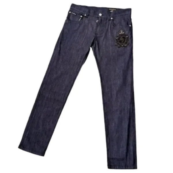 Quần Jean Nam Dolce & Gabbana D&G In Blue Denim With Logo Embroidered GYD2LZ FURHB B6712 Màu Xanh Đen Size 44 - Thời trang - Vua Hàng Hiệu