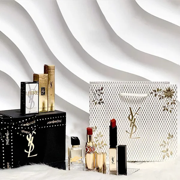 Set Son Yves Saint Laurent YSL Rouge Shine 130 Burnt Suede + Slim 37 Red On Fire The Slim Matte Và Nước Hoa Libre EDP Mini 7.5ml - Son Môi - Vua Hàng Hiệu