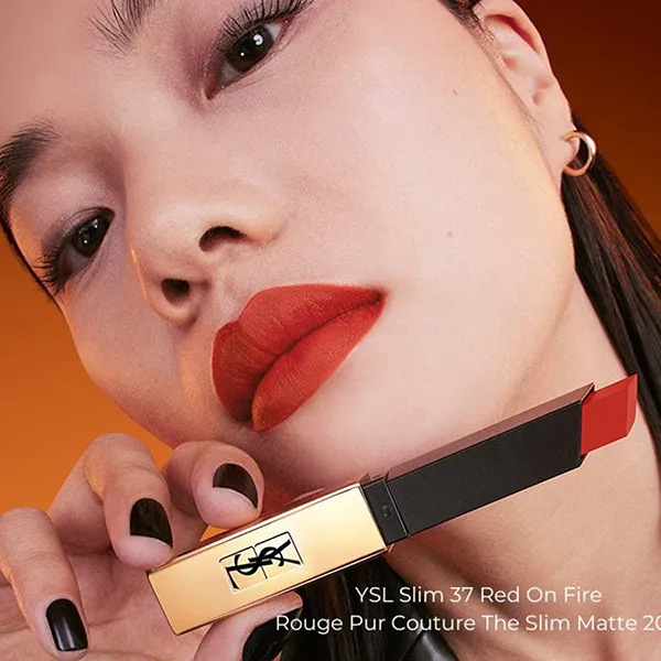 Set Son Yves Saint Laurent YSL Rouge Shine 130 Burnt Suede + Slim 37 Red On Fire The Slim Matte Và Nước Hoa Libre EDP Mini 7.5ml - Son Môi - Vua Hàng Hiệu
