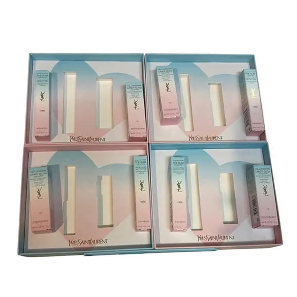 Set Son Yves Saint Laurent YSL The Slim 1966 Đỏ Đất + Loveshine Candy Glow 7B Hồng Nude Valentine's Day