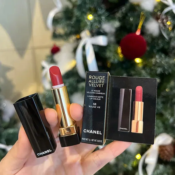 Son Chanel Rouge Allure Velvet 58 Rouge Vie Màu Đỏ Mận Mini 1g