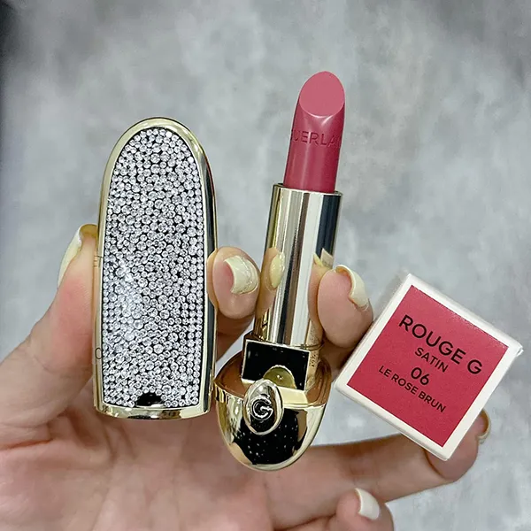Combo Vỏ Son + Son Guerlain Rouge G Refill Satin 06 Le Rose Brun Màu Hồng Nâu - Son Môi - Vua Hàng Hiệu