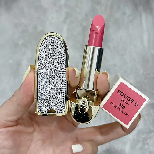 Combo Vỏ Son + Son Guerlain Rouge G Refill Satin 518 Le Rose Blush Màu Hồng Đào - Son Môi - Vua Hàng Hiệu