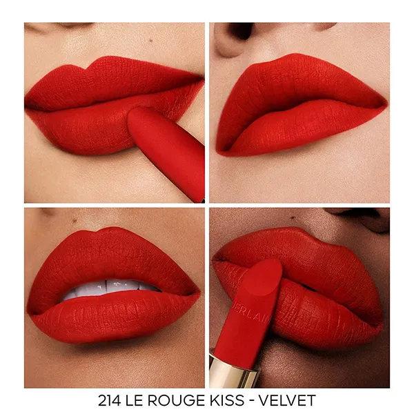 Son Guerlain Rouge G Velvet 214 Le Rouge Kiss Màu Đỏ Ruby