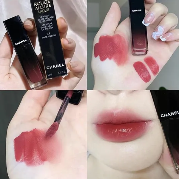 Son Kem Chanel Rouge Allure Laque 84 Rose Ambigu Màu Đỏ Hồng Đào 5.5ml - Son Môi - Vua Hàng Hiệu