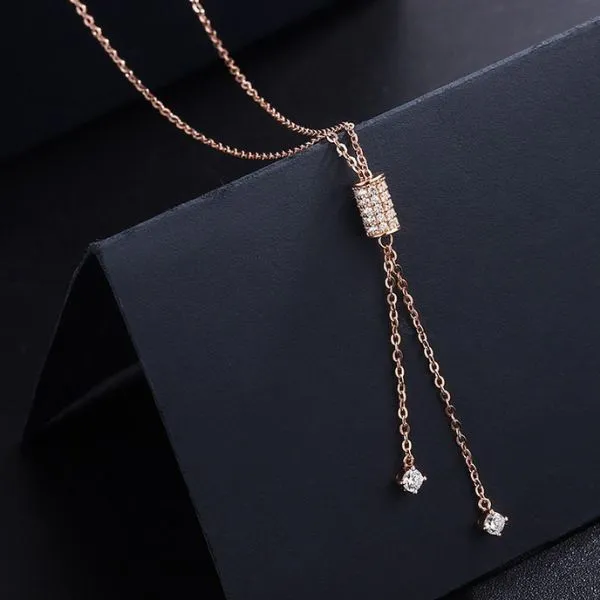 Dây Chuyền Nữ Lili Jewelry Đính Đá CZ Dạng Nút Thắt Độc Đáo LILI_947614 Màu Vàng Hồng - Trang sức - Vua Hàng Hiệu