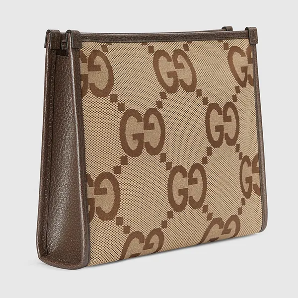 Túi Cầm Tay Gucci Jumbo GG Pouch Camel 699318 UKMBG 2572 Màu Nâu - Túi xách - Vua Hàng Hiệu