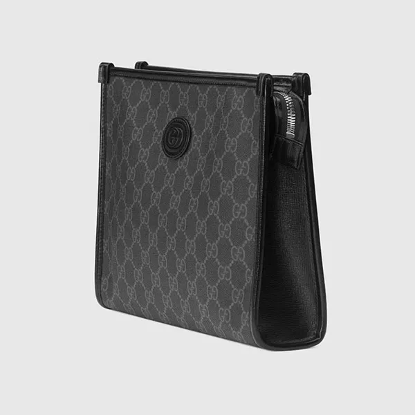 Túi Cầm Tay Nam Gucci Gucci Beauty Case With Interlocking G Black Màu Đen