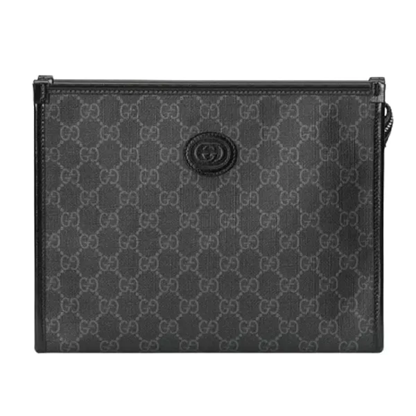 Túi Cầm Tay Nam Gucci Gucci Beauty Case With Interlocking G Black Màu Đen