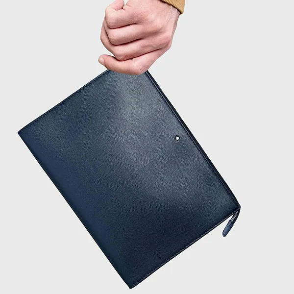 Túi Cầm Tay Nam MontbLanc Sartorial Navy Clutch Bag Pochette MB 126055 Màu Xanh Navy N-MS