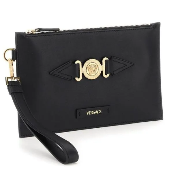 Túi Cầm Tay Unisex Versace Medusa Biggie Pouch Màu Đen