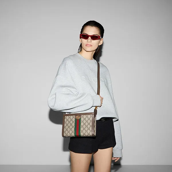 Túi Đeo Chéo Gucci Ophidia Super Mini Bag Màu Nâu Be