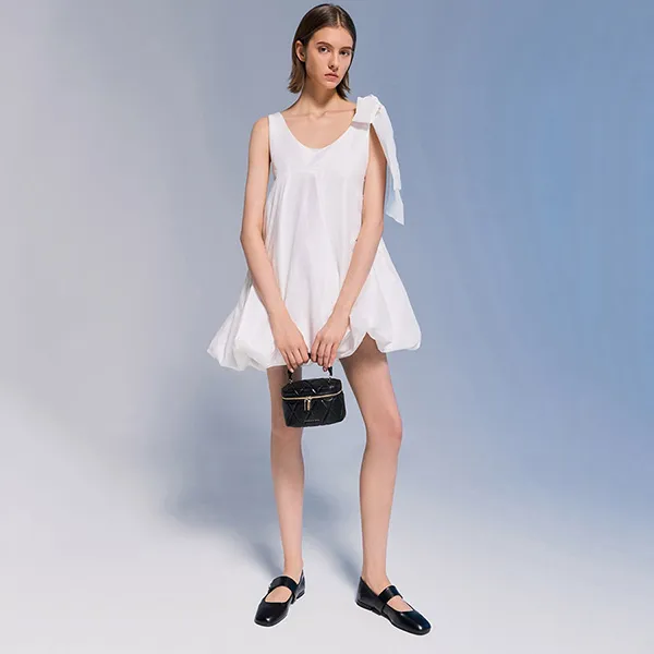Túi Đeo Chéo Nữ Charles & Keith CNK Arwen Quilted Top Handle Vanity Bag - Black CK2-80782534 Màu Đen