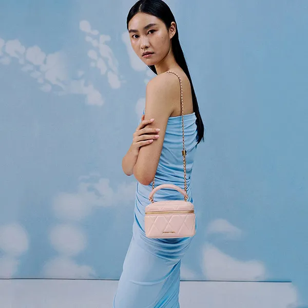 Túi Đeo Chéo Nữ Charles & Keith CNK Arwen Quilted Top Handle Vanity Bag - Light Pink CK2-80782534 Màu Hồng