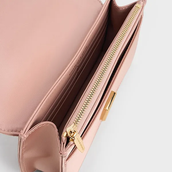Túi Đeo Chéo Nữ Charles & Keith CNK Satin Sequinned Chain Handle Mini Bag Ballerina Pink CK2-00701557-1 Màu Hồng - Túi xách - Vua Hàng Hiệu