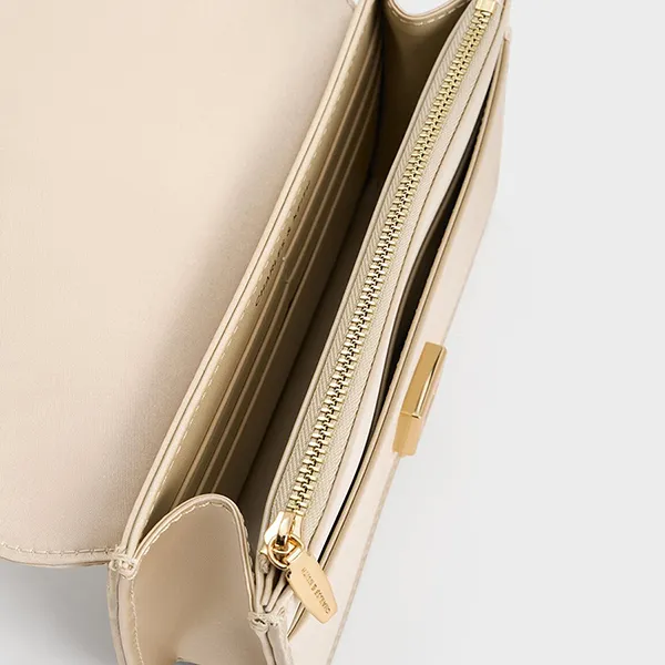 Túi Đeo Chéo Nữ Charles & Keith CNK Satin Sequinned Chain Handle Mini Bag CK2-00701557-1 Màu Be - Túi xách - Vua Hàng Hiệu