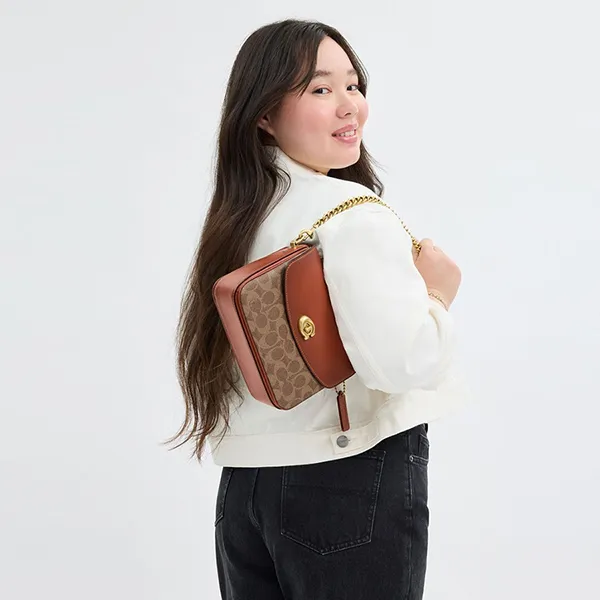 Túi Đeo Chéo Nữ Coach Cassie Crossbody Bag 19 In Signature Canvas 89089 CV436 Màu Nâu Be - Túi xách - Vua Hàng Hiệu