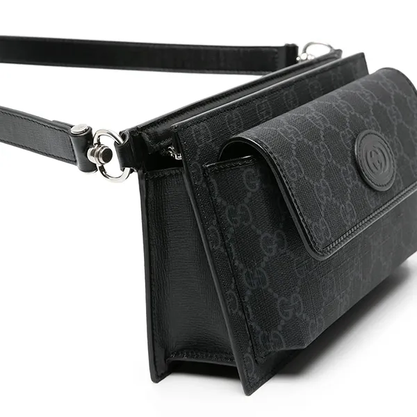 Túi Đeo Vai Nam Gucci GG Supreme Canvas Belt Bag 74630092TCF Màu Đen Xám - Túi xách - Vua Hàng Hiệu