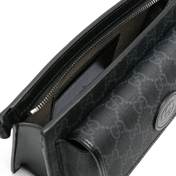 Túi Đeo Vai Nam Gucci GG Supreme Canvas Belt Bag 74630092TCF Màu Đen Xám - Túi xách - Vua Hàng Hiệu