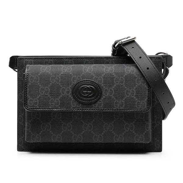 Túi Đeo Vai Nam Gucci GG Supreme Canvas Belt Bag 74630092TCF Màu Đen Xám - Túi xách - Vua Hàng Hiệu