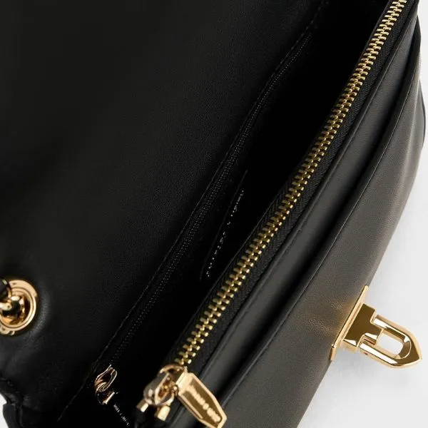 Túi Đeo Vai Nữ Charles & Keith Arwen Diamond Quilt Shoulder Bag CK2-20671747_BLACK Màu Đen