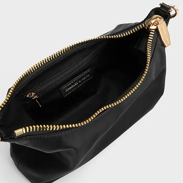 Túi Đeo Vai Nữ Charles & Keith CNK Satin Crystal Embellished Chain Handle Two Way Bag Black CK2-20271532 Màu Đen