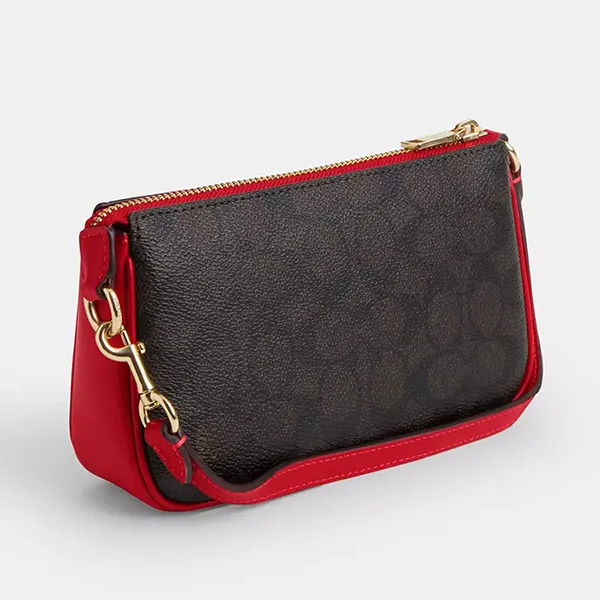 Túi Đeo Vai Nữ Coach Nolita 19 In Colorblock Signature Canvas Shoulder Bag CY039 Màu Nâu/Đỏ