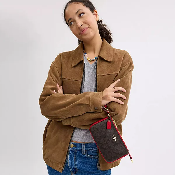 Túi Đeo Vai Nữ Coach Nolita 19 In Colorblock Signature Canvas Shoulder Bag CY039 Màu Nâu/Đỏ