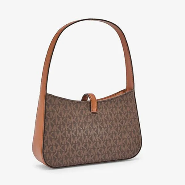 Túi Đeo Vai Nữ Michael Kors MK Lyra Small Signature Logo Pochette Shoulder Bag 35T4G1YC5B Màu Nâu