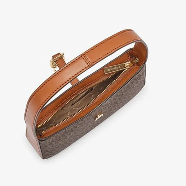 Túi Đeo Vai Nữ Michael Kors MK Lyra Small Signature Logo Pochette Shoulder Bag 35T4G1YC5B Màu Nâu