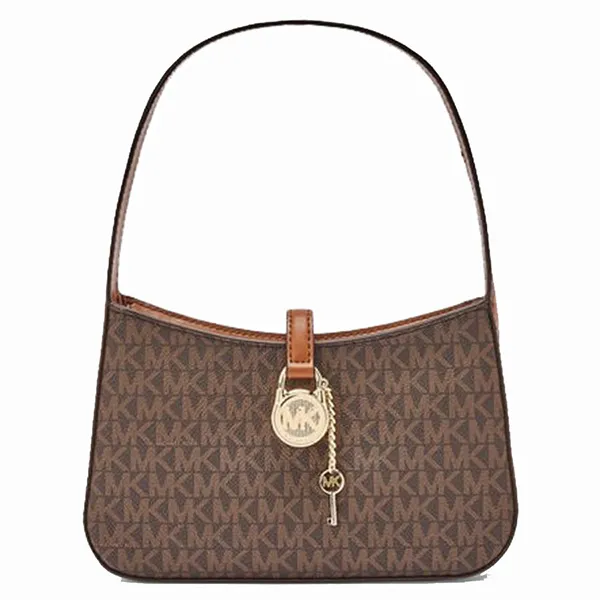 Túi Đeo Vai Nữ Michael Kors MK Lyra Small Signature Logo Pochette Shoulder Bag 35T4G1YC5B Màu Nâu