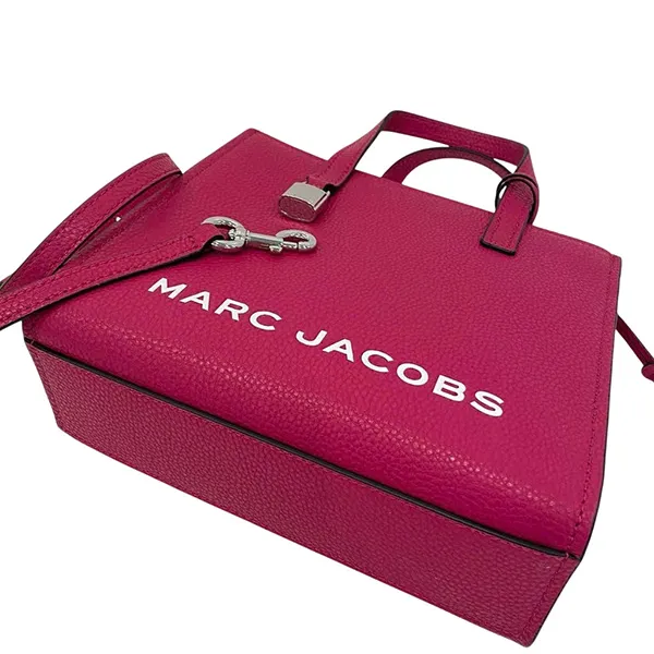 Túi Tote Nữ Marc Jacobs Mini Grind Coated Leather Màu Hồng Đậm