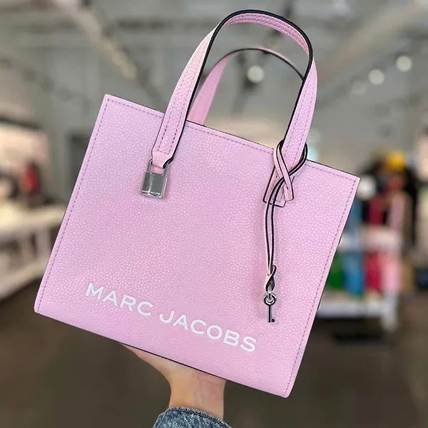 Túi Tote Nữ Marc Jacobs Mini Grind Coated Leather Màu Hồng Nhạt