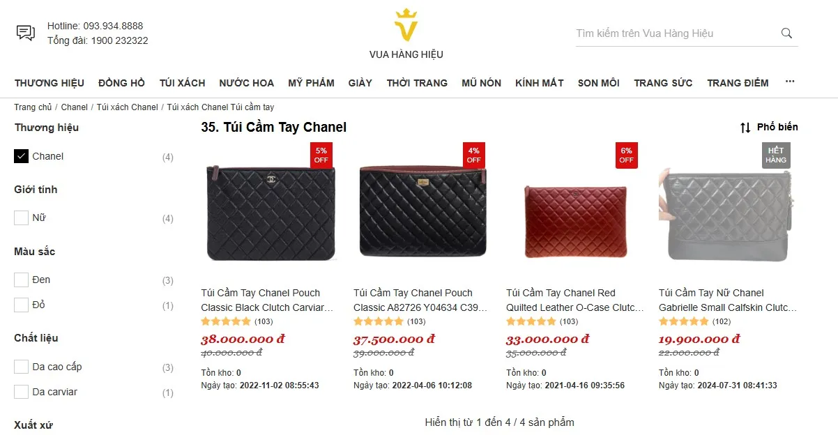 Mua Túi Cầm Tay Chanel Nữ Chính Hãng Trên Vua Hàng Hiệu