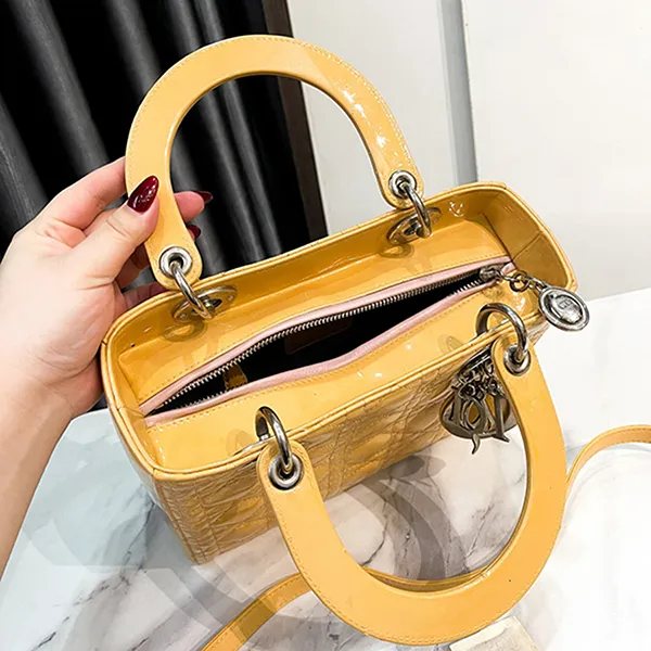Túi Xách Nữ Christian Dior Patent Leather Yellow Lady Bag Màu Vàng Nghệ - Túi xách - Vua Hàng Hiệu