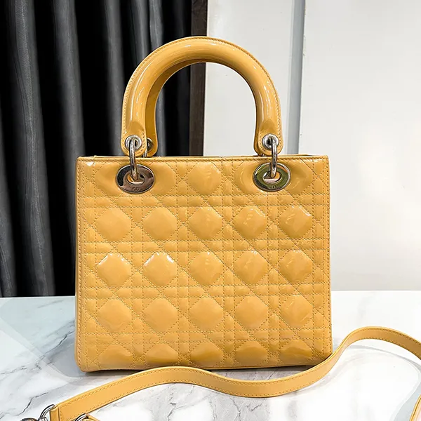 Túi Xách Nữ Christian Dior Patent Leather Yellow Lady Bag Màu Vàng Nghệ - Túi xách - Vua Hàng Hiệu