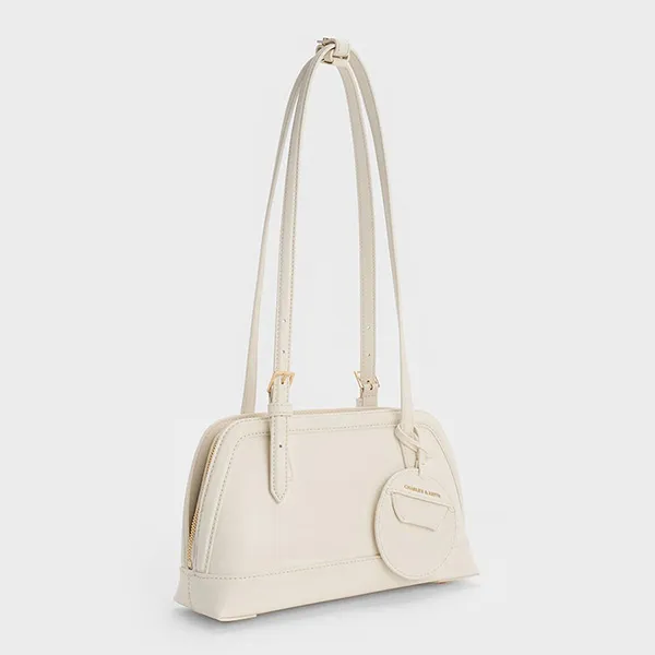 Túi Xách Tay Nữ Charles & Keith CNK Enola Elongated-Handle Bag CK2-30782521 Màu Kem