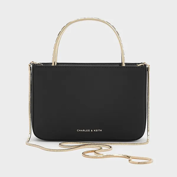 Túi Xách Tay Nữ Charles & Keith CNK Satin Crystal Embellished Black CK2-30271529 Màu Đen