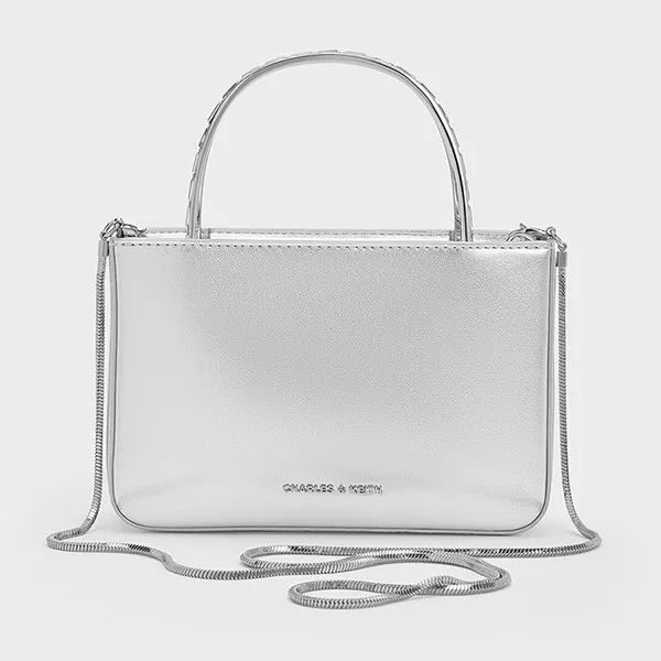 Túi Xách Tay Nữ Charles & Keith CNK Satin Crystal Embellished Dusk Silver CK2-30271529 Màu Bạc - Túi xách - Vua Hàng Hiệu