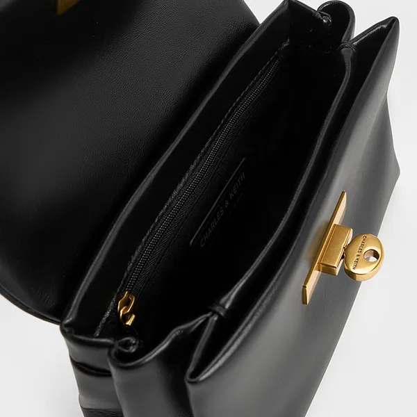 Túi Xách Tay Nữ Charles & Keith CNK Mini Kerry Rectangular Crossbody Bag Black CK2-80782516 Màu Đen
