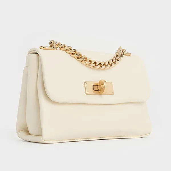 Túi Xách Tay Nữ Charles & Keith CNK Mini Kerry Rectangular Crossbody Bag Cream CK2-80782516 Màu Trắng Kem