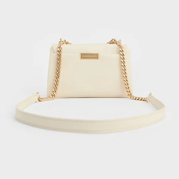 Túi Xách Tay Nữ Charles & Keith CNK Mini Kerry Rectangular Crossbody Bag Cream CK2-80782516 Màu Trắng Kem