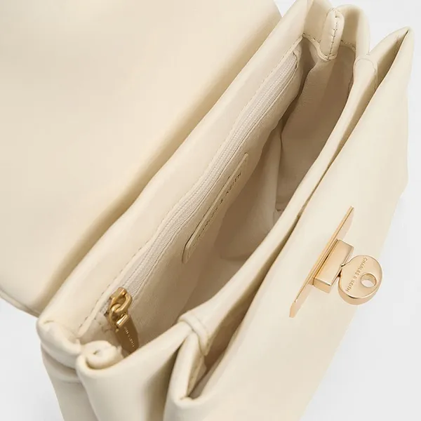 Túi Xách Tay Nữ Charles & Keith CNK Mini Kerry Rectangular Crossbody Bag Cream CK2-80782516 Màu Trắng Kem